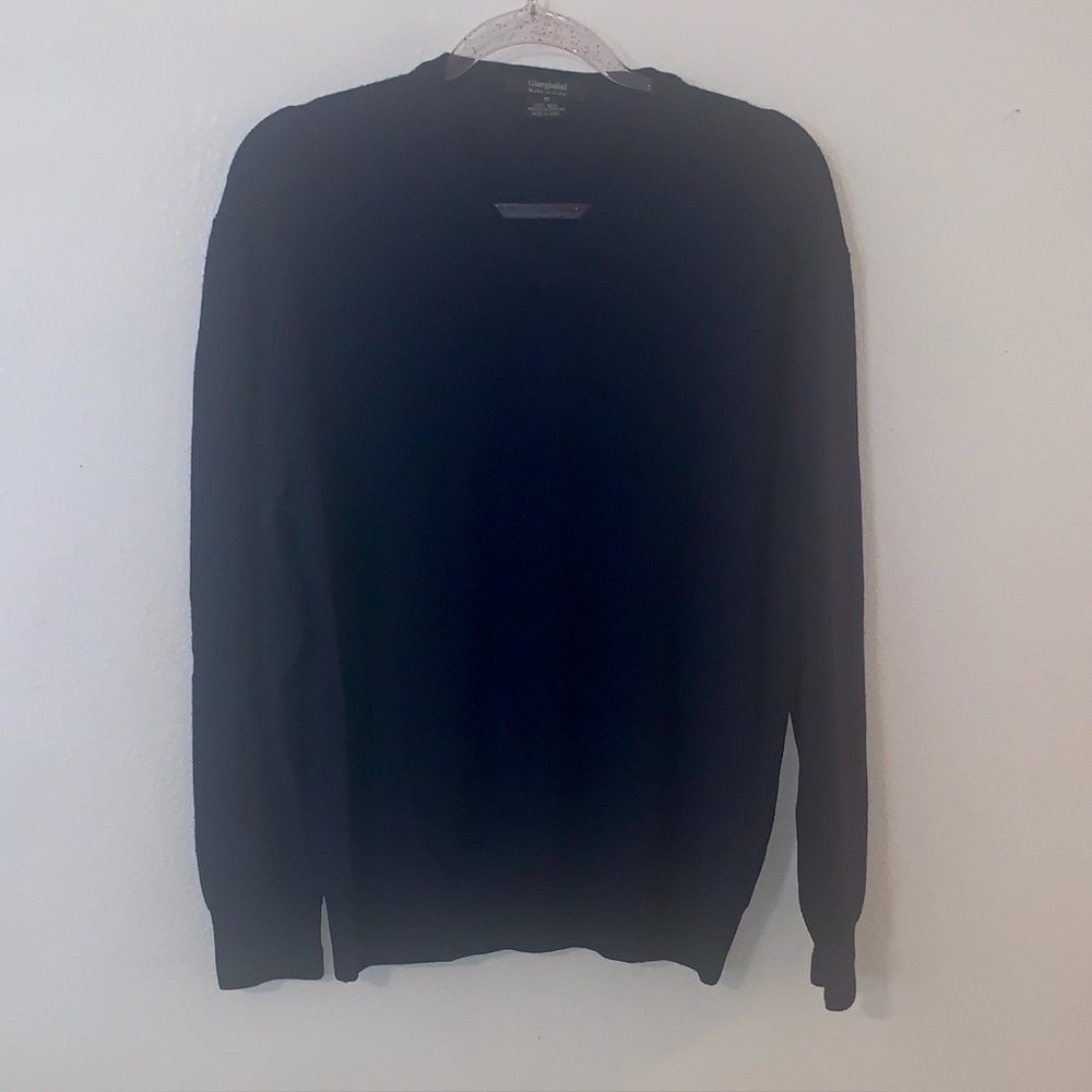 Giorgiolini 100% wool merino wool extra fine Men's Navy Sweater Italy v-neck